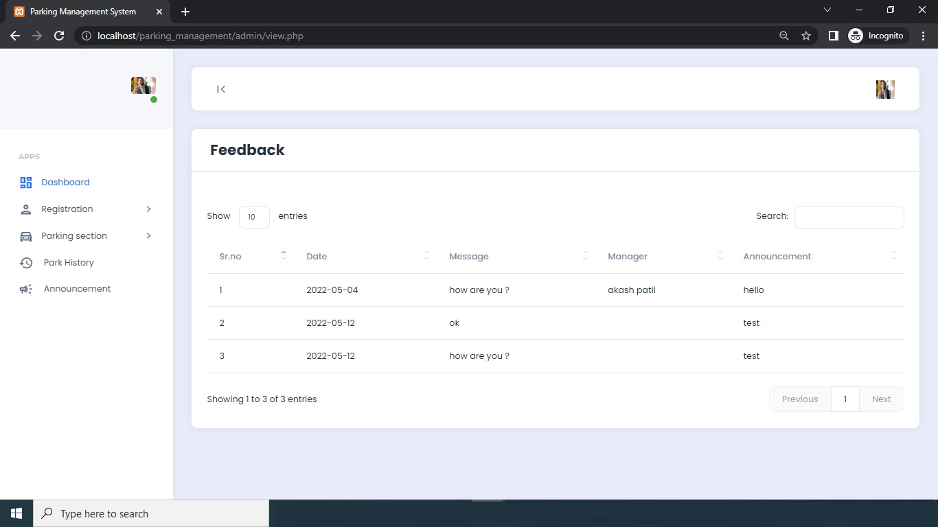 Parking Management System Project In PHP With Source Code